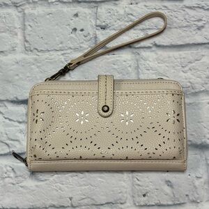 The Sak Beige Floral Cutout Wristlet